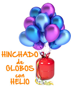Hinchado de globos con helio. Festiplanet tienda de disfraces y regalos